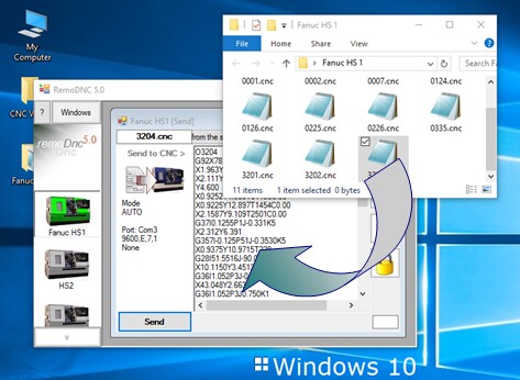 Drag Drop and Send DNC file to CNC